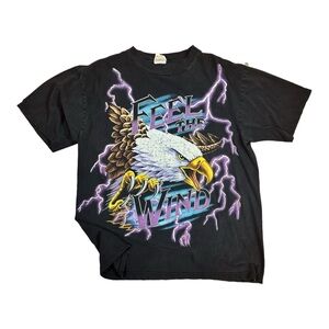 Vintage Lightning Feel the Wind T-Shirt - L (21" x 25")